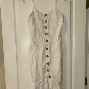 White Buttoned Spaghetti Strap Sundress